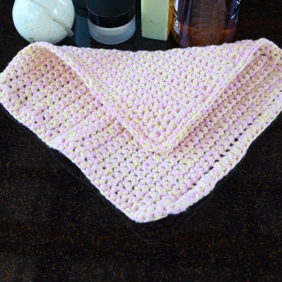 NEW 💖 Cotton Washcloth Pink Yellow Hypoallergenic Hand Crafted - Picture 8 of 10